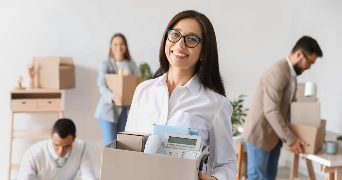 a happy person who moved for work